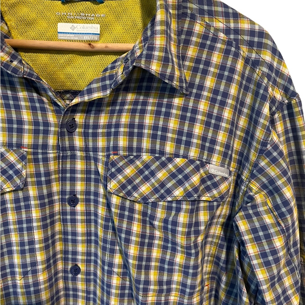 Columbia Mens Blue And Yellow Long Sleeve Outdoorsman Button Down Shirt, XXL - Picture 2 of 7